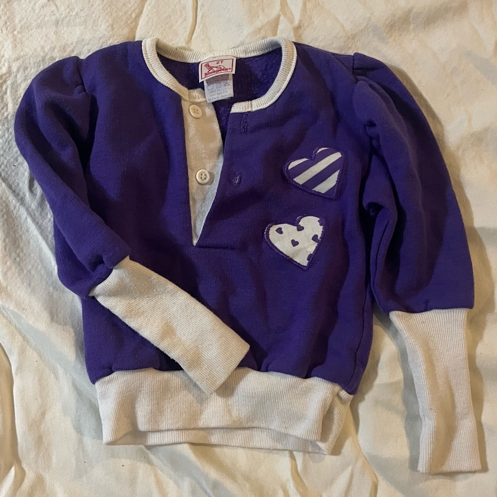 Vintage Buster Brown Purple Sweatshirt with Heart Accents
